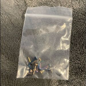 Gold and blue nose rings